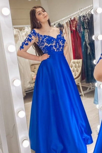 синее вечернее платье
