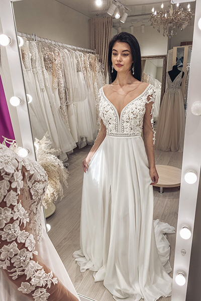 элегантное свадебное платье